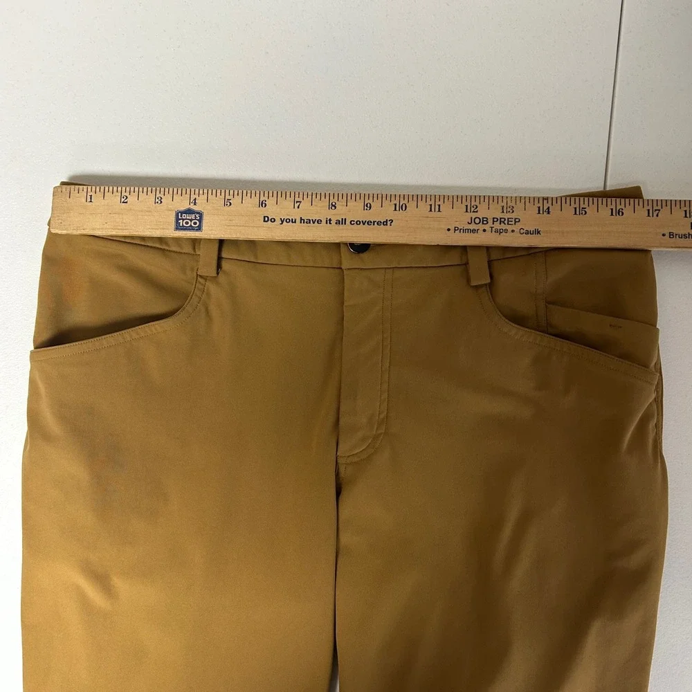 Lululemon ABC Pants Mens 33 Mustard Tan Warpstreme Slim Straight Chino